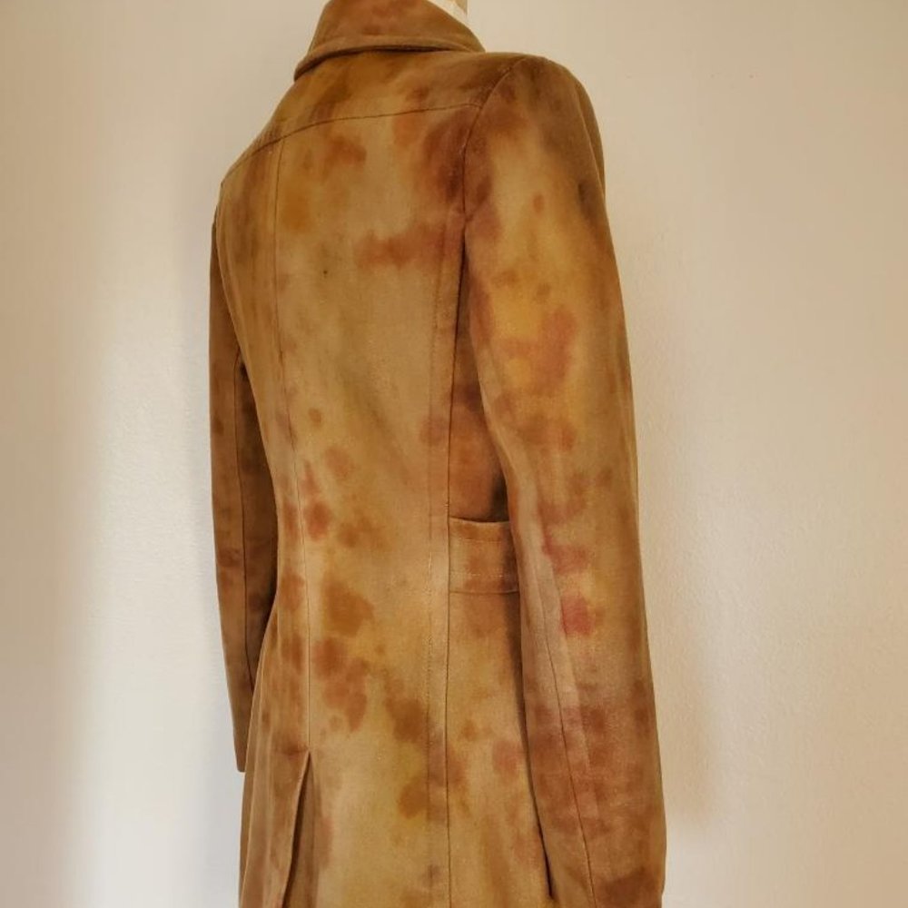 Wool trench pea coat camo brown tan beige green 6 8 10 small M camel dyed jacket - Picture 3 of 11